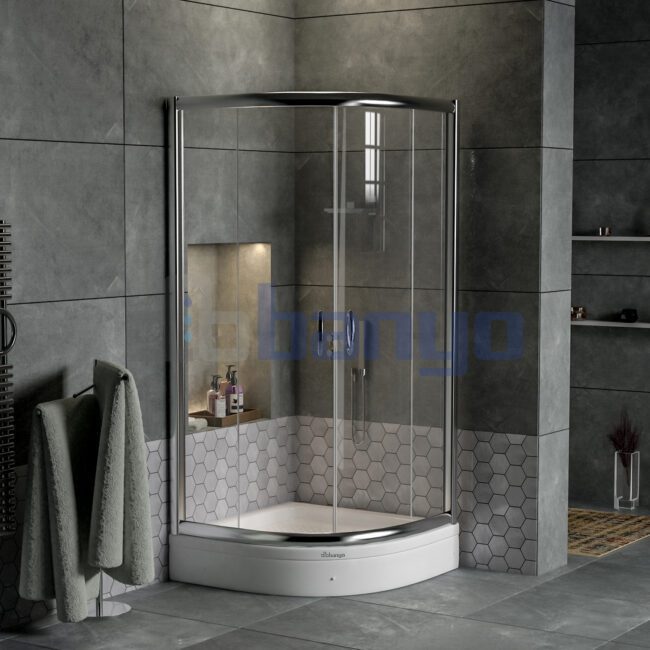 DUŞHOME OVAL SÜRGÜLÜ DUŞAKABİN 90X90 OVAL TEKNE +KABİN